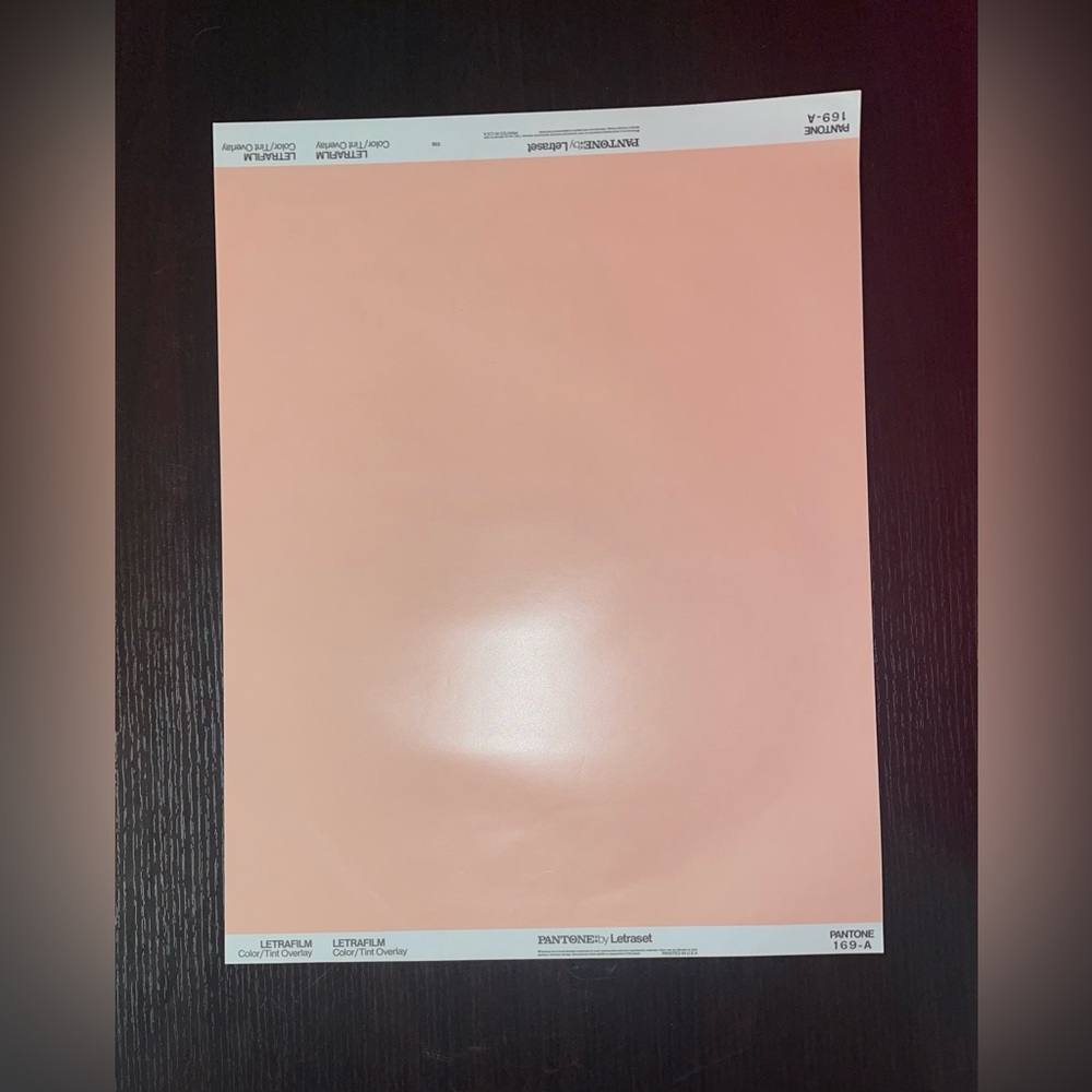 Vintage Pantone by Letraset Letrafilm Color/Tint Overlay 169-A • 20x15.25”